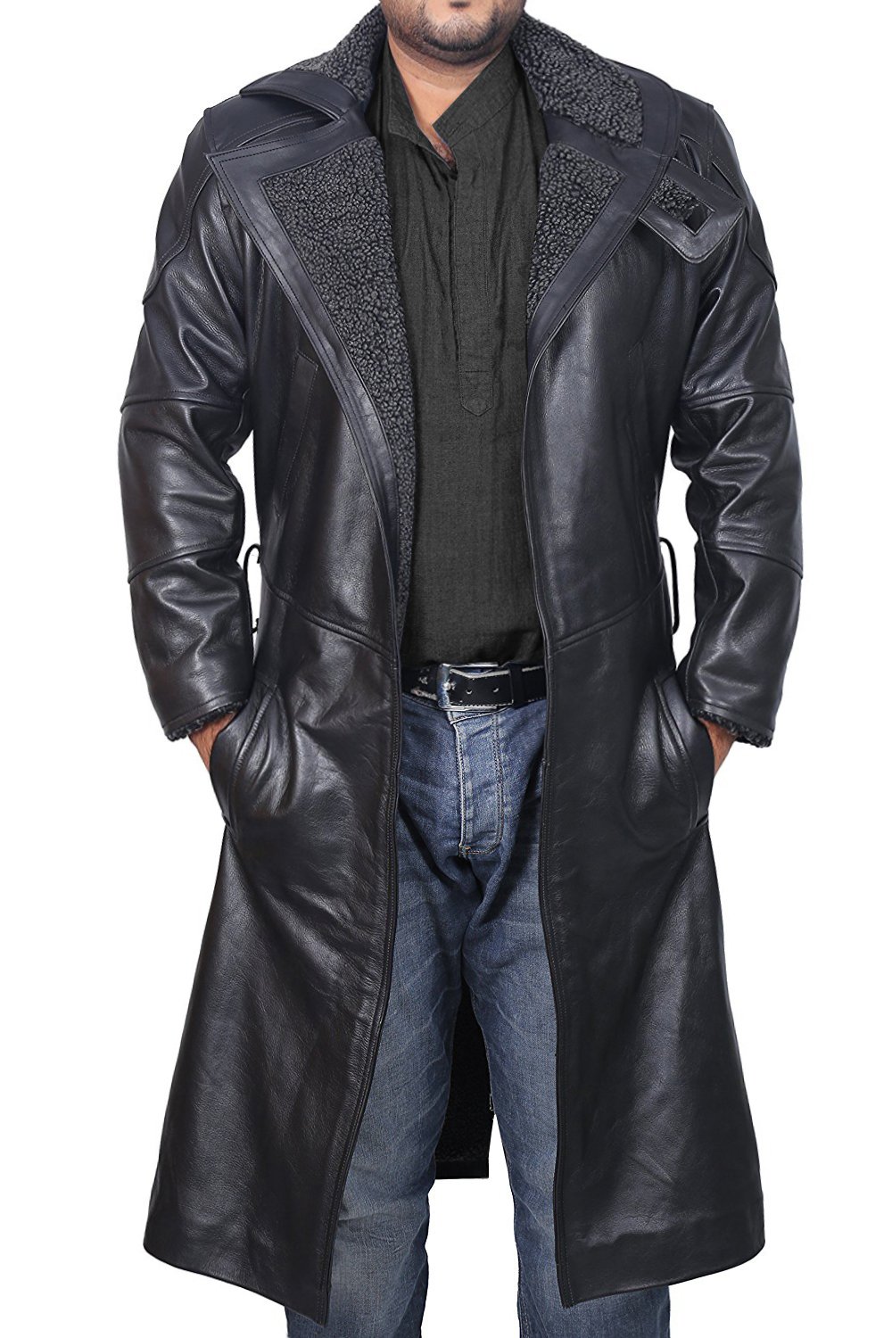 Blade Runner Ryan Gosling Men's Black Leather Fur Jacket
