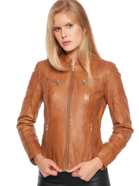 Emma Women Brown Motorcycle Leather Jacket