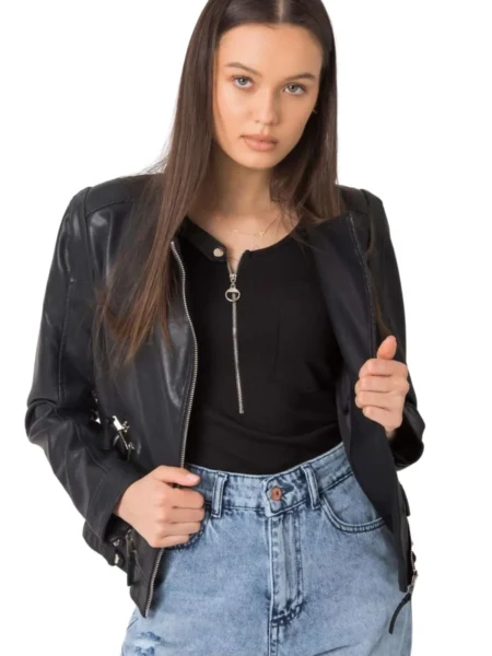 Tyra Women Black Biker Leather Jacket