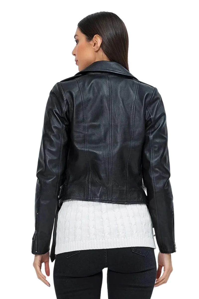 Cathrine Women’s Black Biker Leather Jacket - Image 4