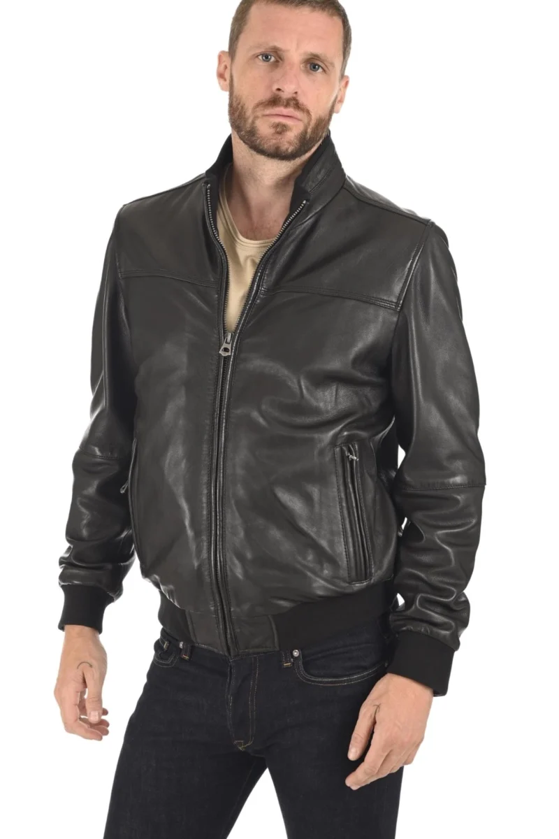 Alexander Men Black Leather Jacket