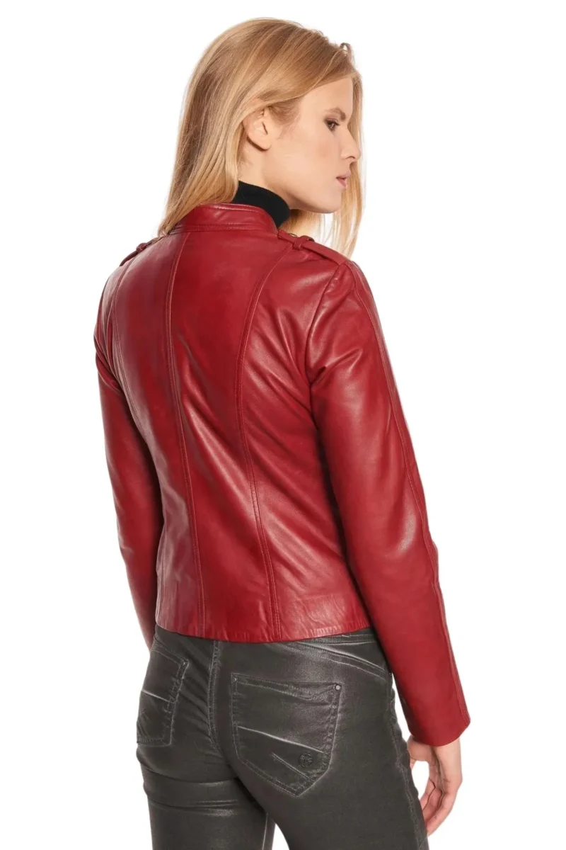 Carmen Women’s Red Biker Genuine Leather Jacket - Image 6