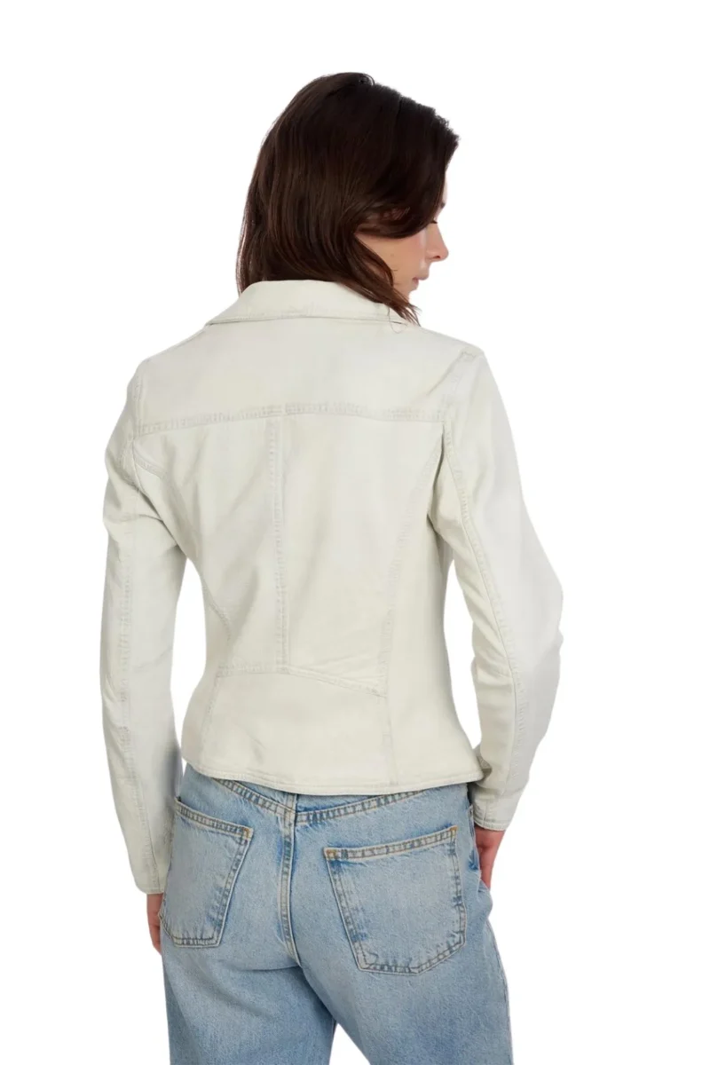 Christie Women White Biker Leather Jacket - Image 5