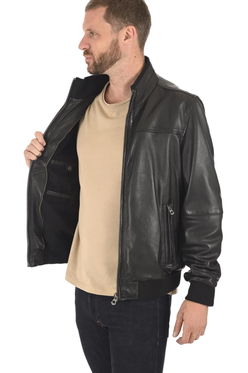 Alexander Men Black Leather Jacket - Image 3