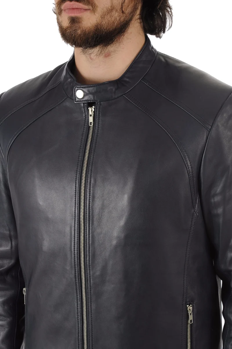 Johann Men Black Biker Leather Jacket - Image 4