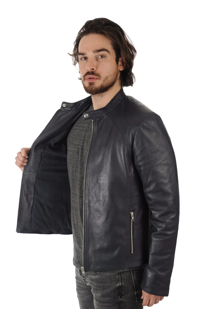 Johann Men Black Biker Leather Jacket - Image 3