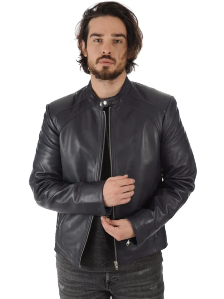 Johann Men Black Biker Leather Jacket