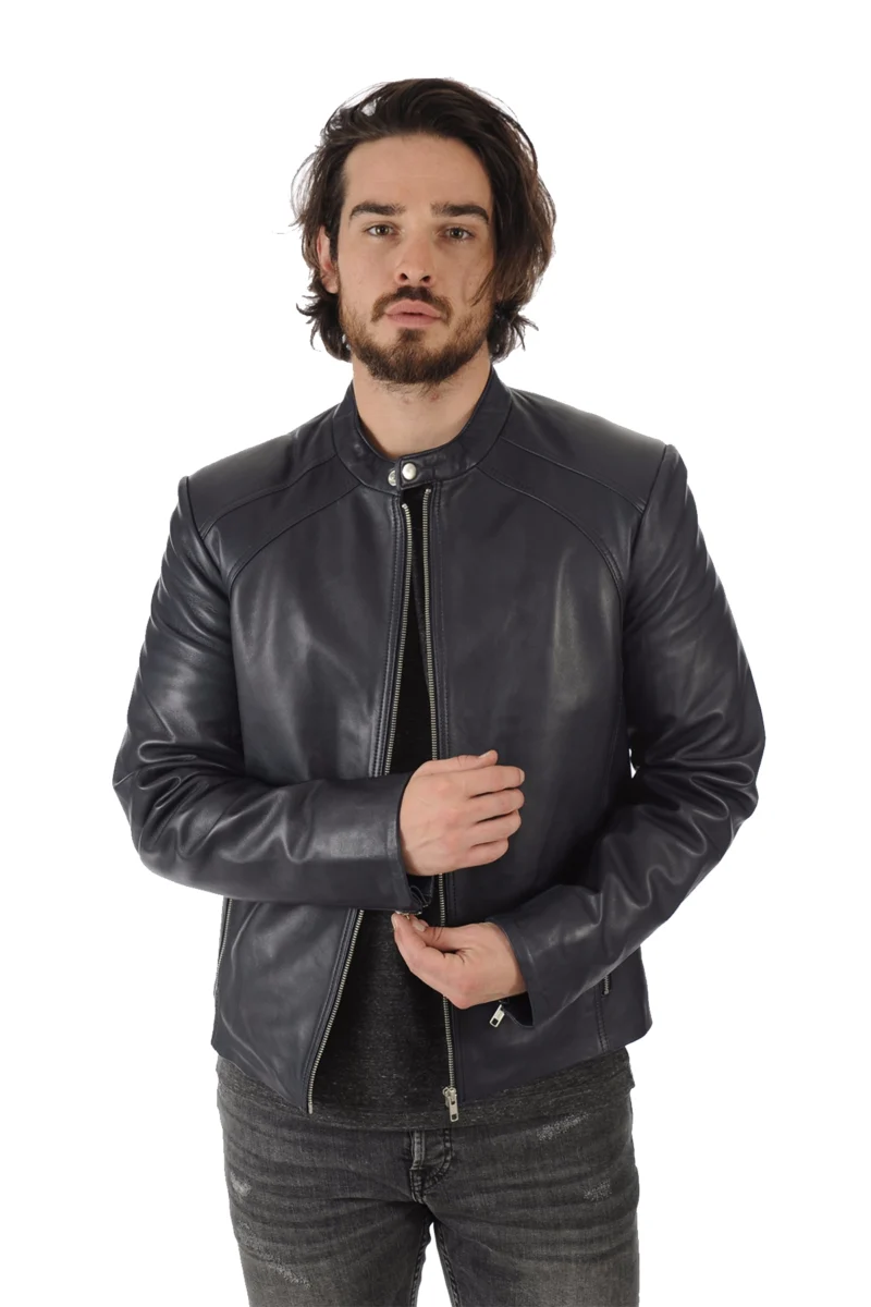 Johann Men Black Biker Leather Jacket