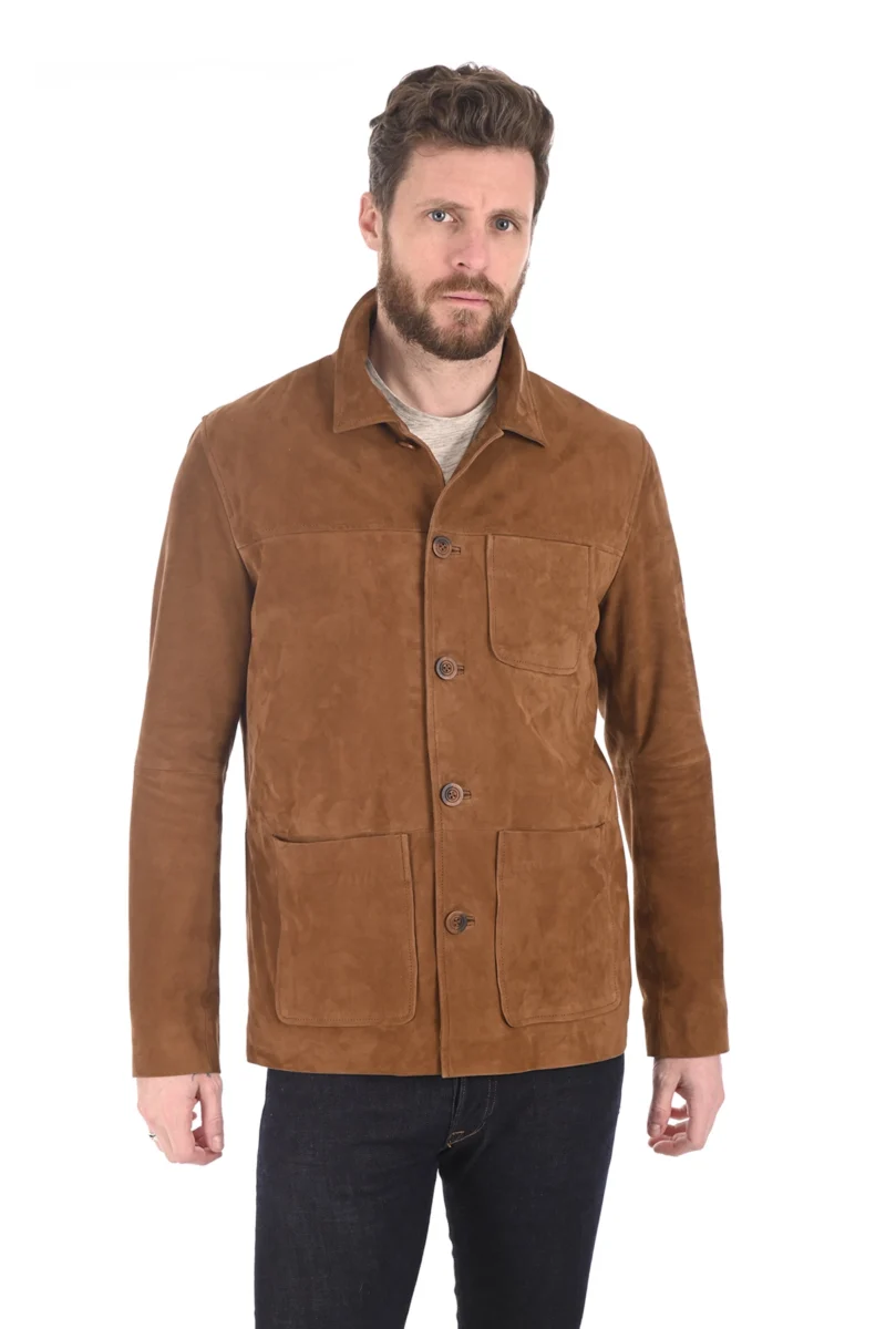 Ashton Men Suede Leather Blazer Coat