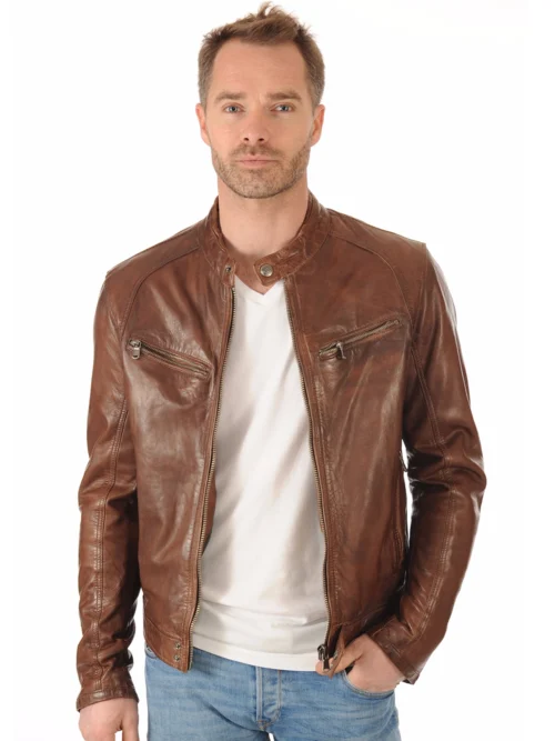 Paul Men Vintage Brown Leather Jacket