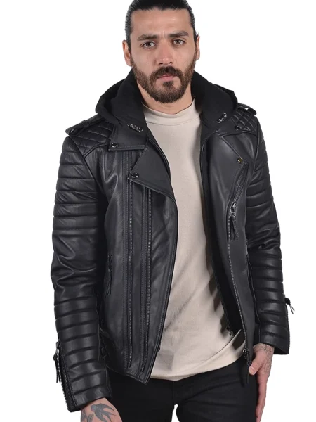 Oliver Cheshire Men's Hooded Leather Jacket