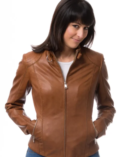 Rachael Women Waxed Dark Brown Leather Jacket