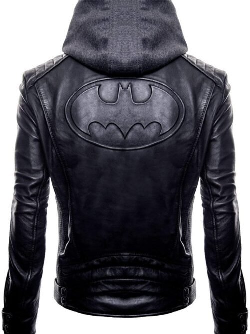 Batman Arkham Hoodie Logo Leather Jacket
