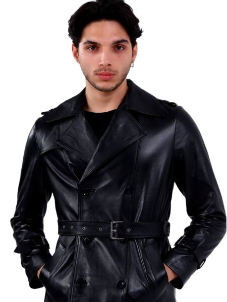 Men Ireton Brando Black Genuine Leather Coat