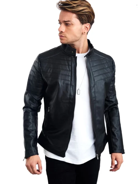 Eric Quilted Black Mens Stylish Leather Jacket