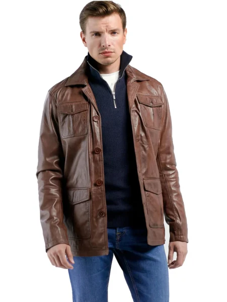 Jenner Brown Genuine Leather Coat