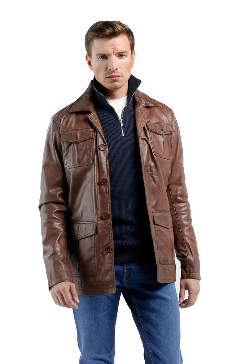 Jenner Brown Genuine Leather Coat