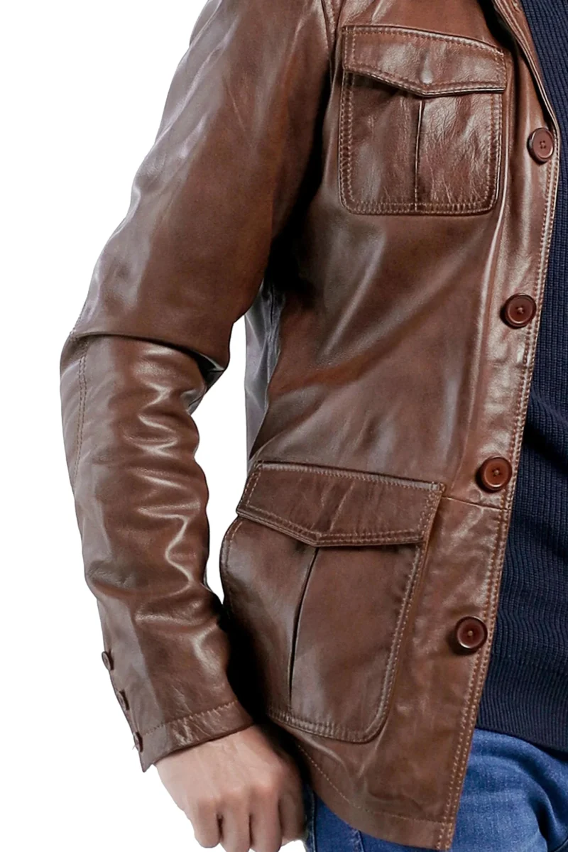 Jenner Brown Genuine Leather Coat - Image 3