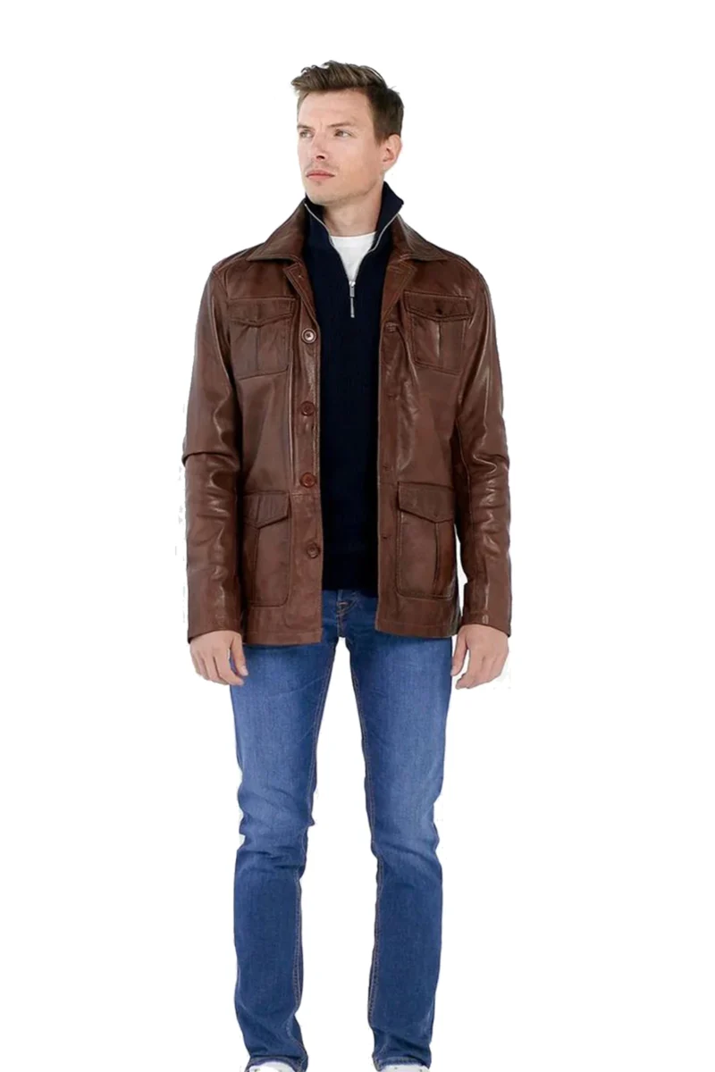 Jenner Brown Genuine Leather Coat - Image 2