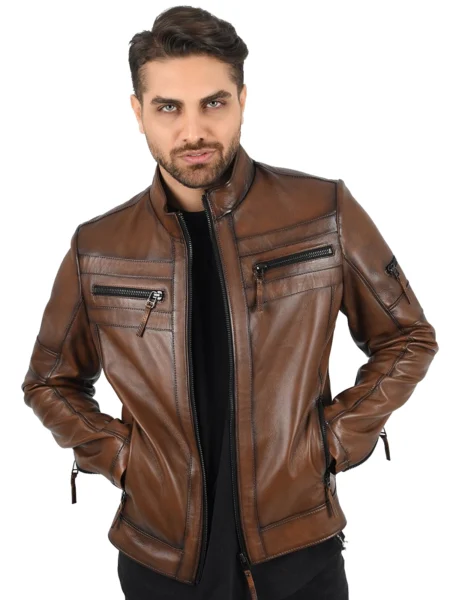 Presley Walker Brown Leather Bomber Jacket