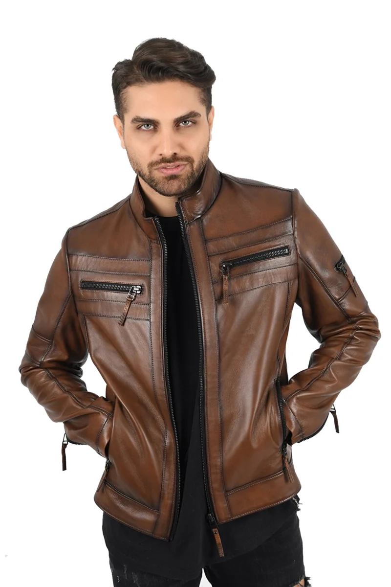 Presley Walker Brown Leather Bomber Jacket