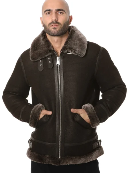 Oliver Johannes Brown Men B3 Bomber Aviator Leather Jacket