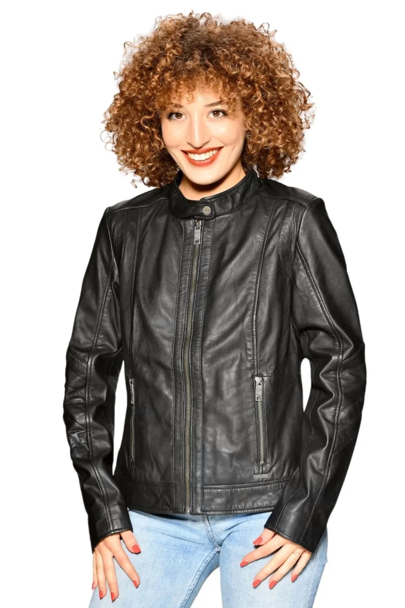 Wendy Heatherton Black Motorcycle Biker Leather Jacket Women