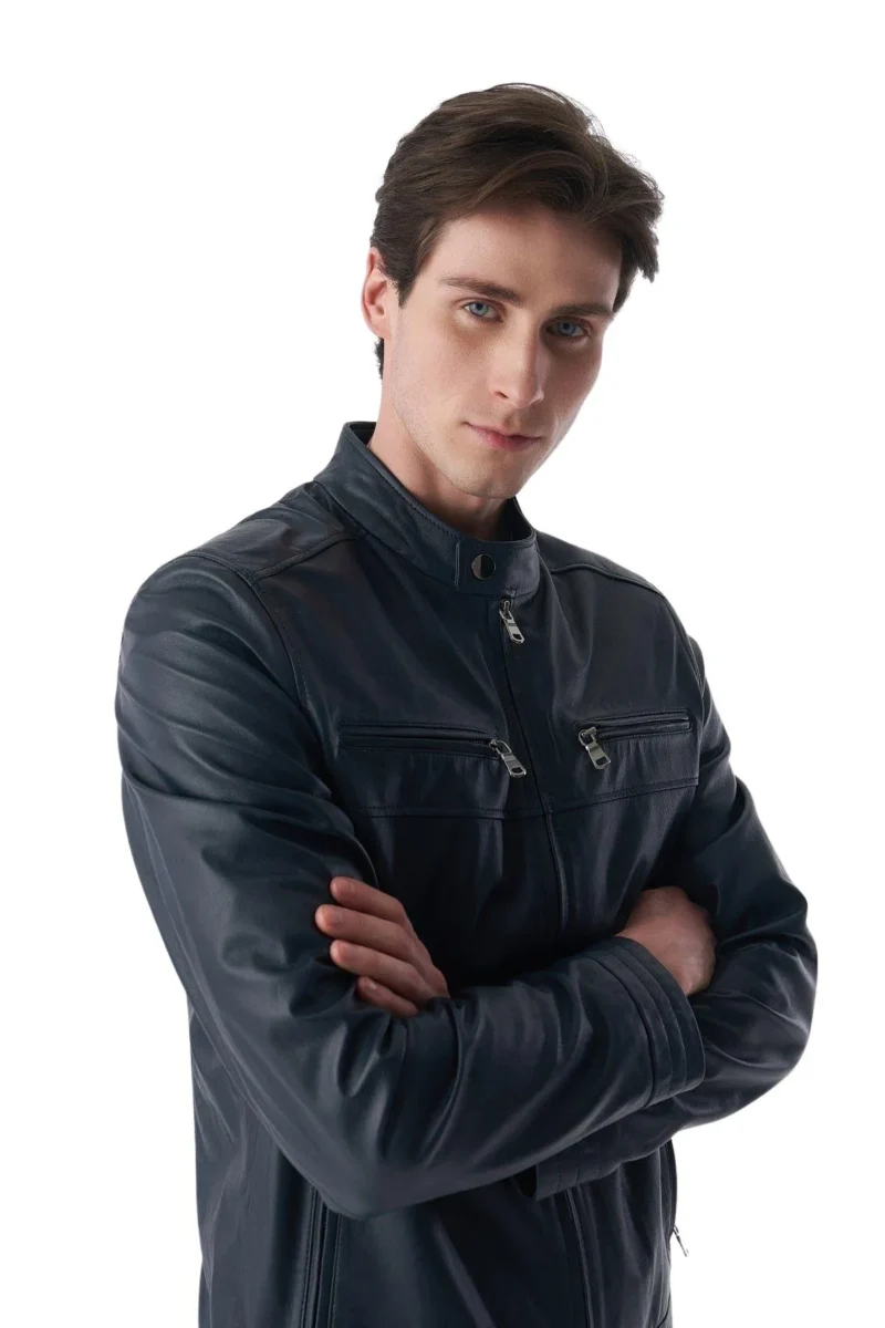 Brand Label Men’s Moto Racer Leather Sport Jacket - Image 2