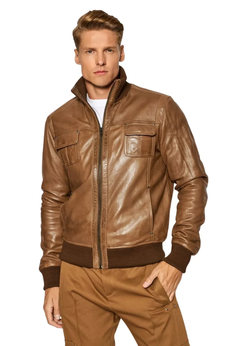 Mens Brown Biker Leather Jacket