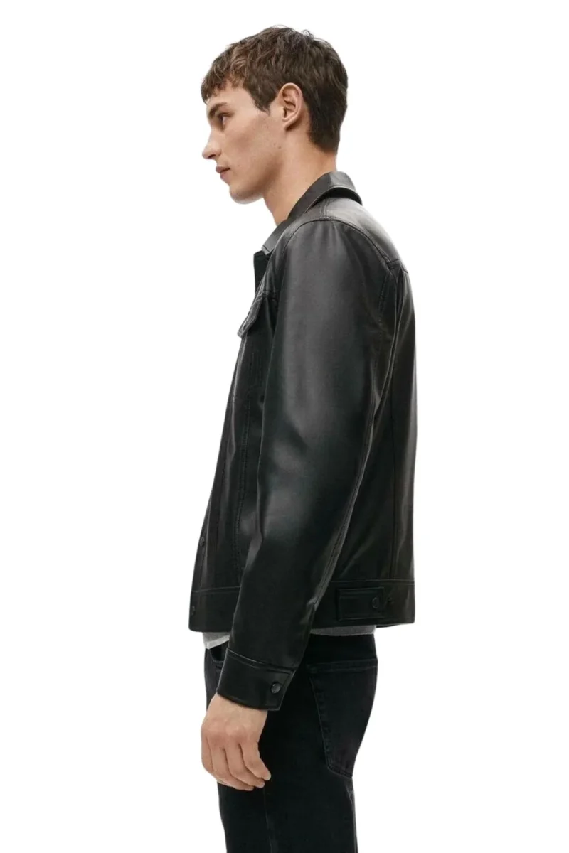 Mens Black Shirt Style Leather Jacket