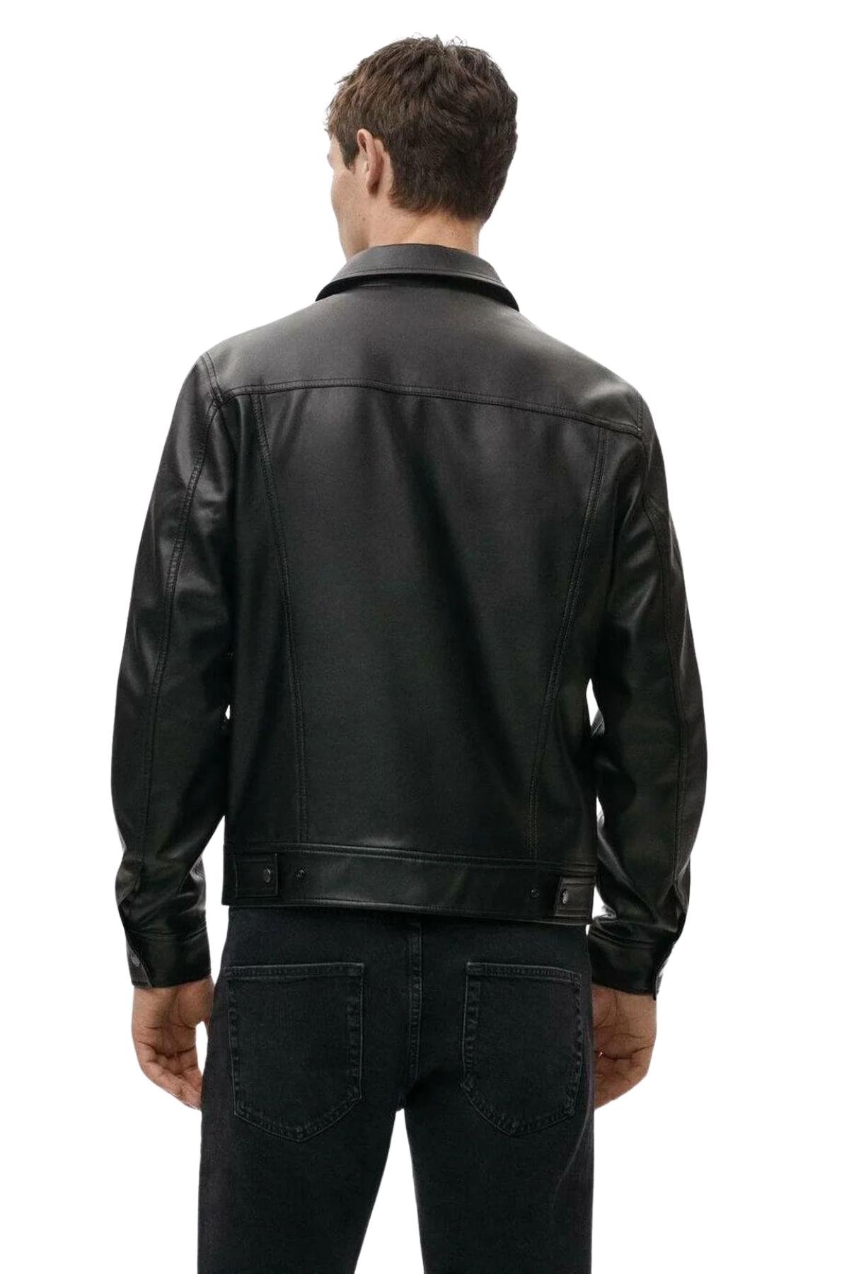 Mens Black Shirt Style Leather Jacket