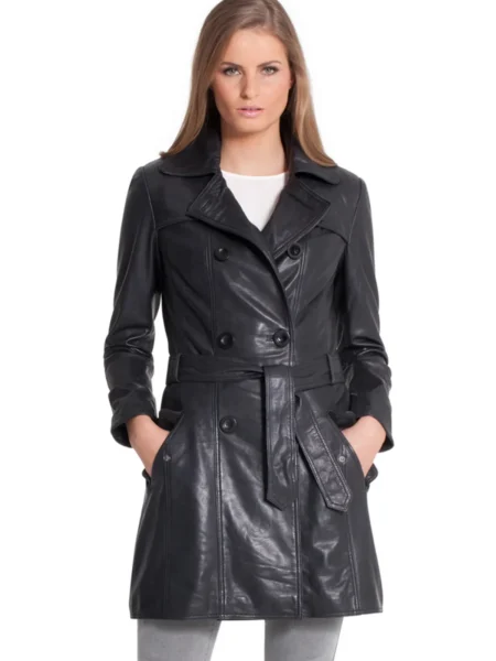 women-black-short-length-leather-coat