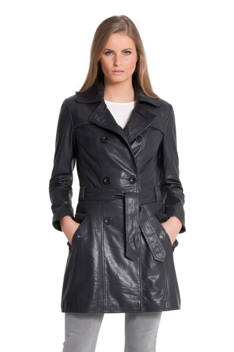 women-black-short-length-leather-coat