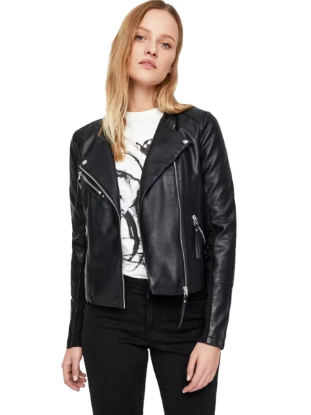 Rachel Women Black Perfecto Classic Cafe Racer Biker Leather Jacket