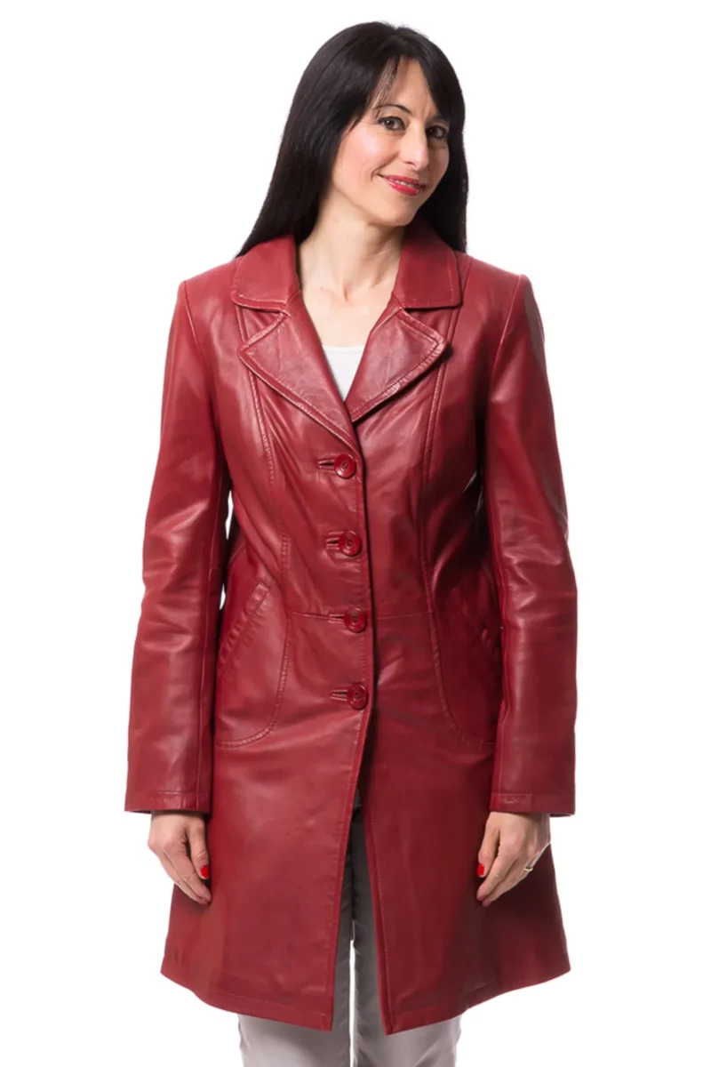 Burgundy Sheepskin Trench Coat