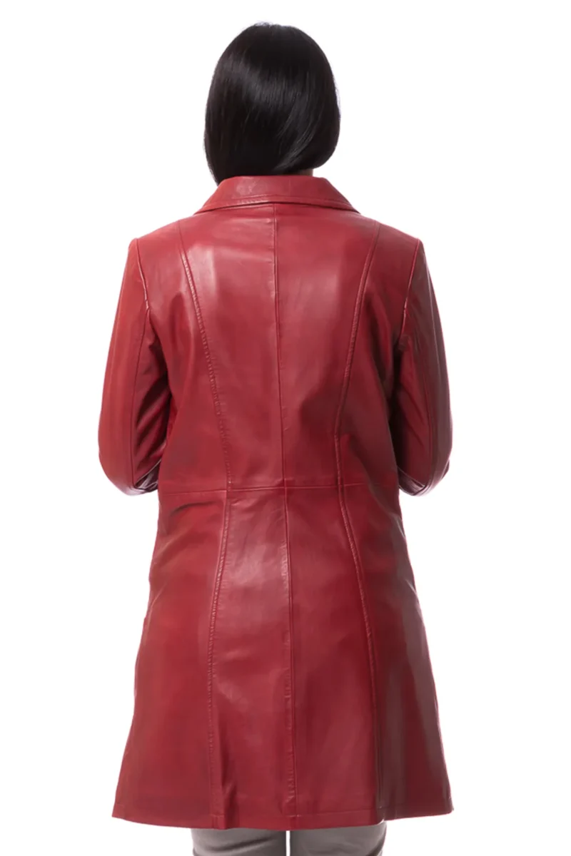 Burgundy Sheepskin Trench Coat