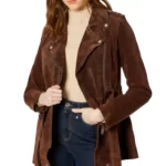 Suede Belted Leather Coat