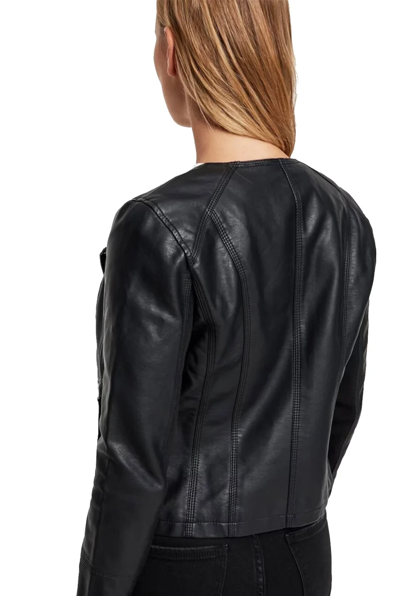 Rachel Women Black Perfecto Classic Cafe Racer Biker Leather Jacket - Image 5