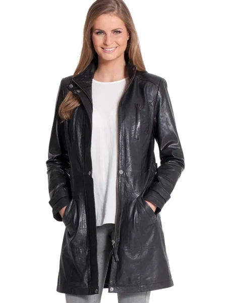 Bella Kate Black Sheepskin Leather Coat For Women Fashion
