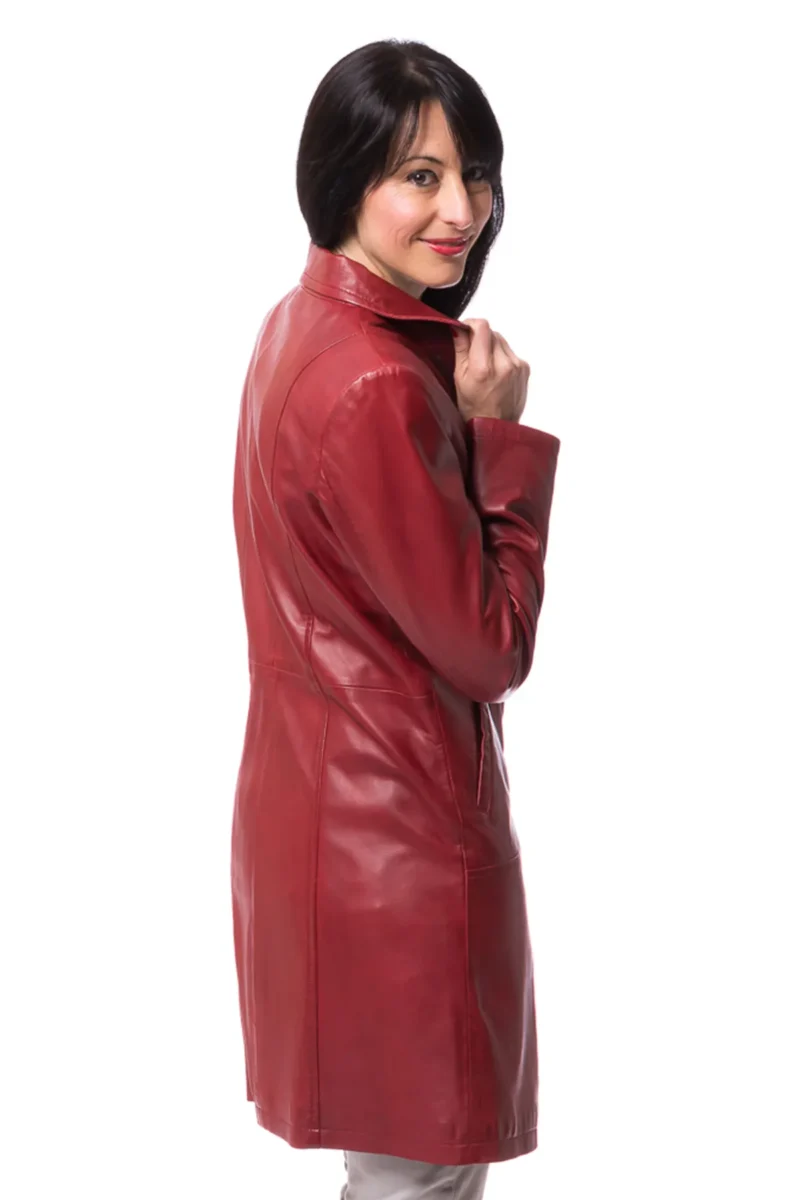 Burgundy Sheepskin Trench Coat