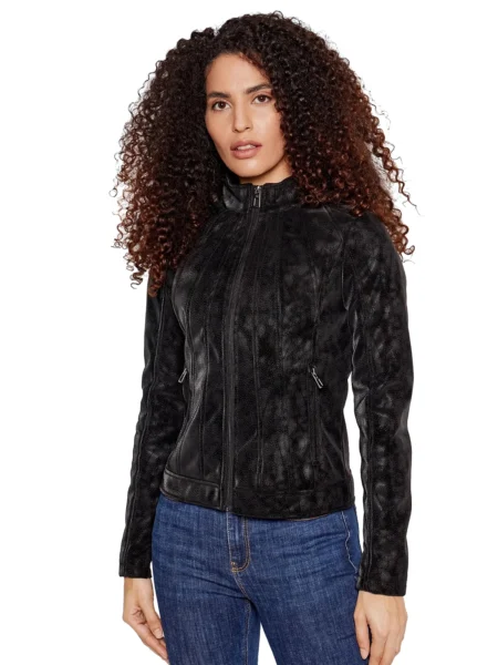 Madalina Women Fashion Black Suede Leather Jacket