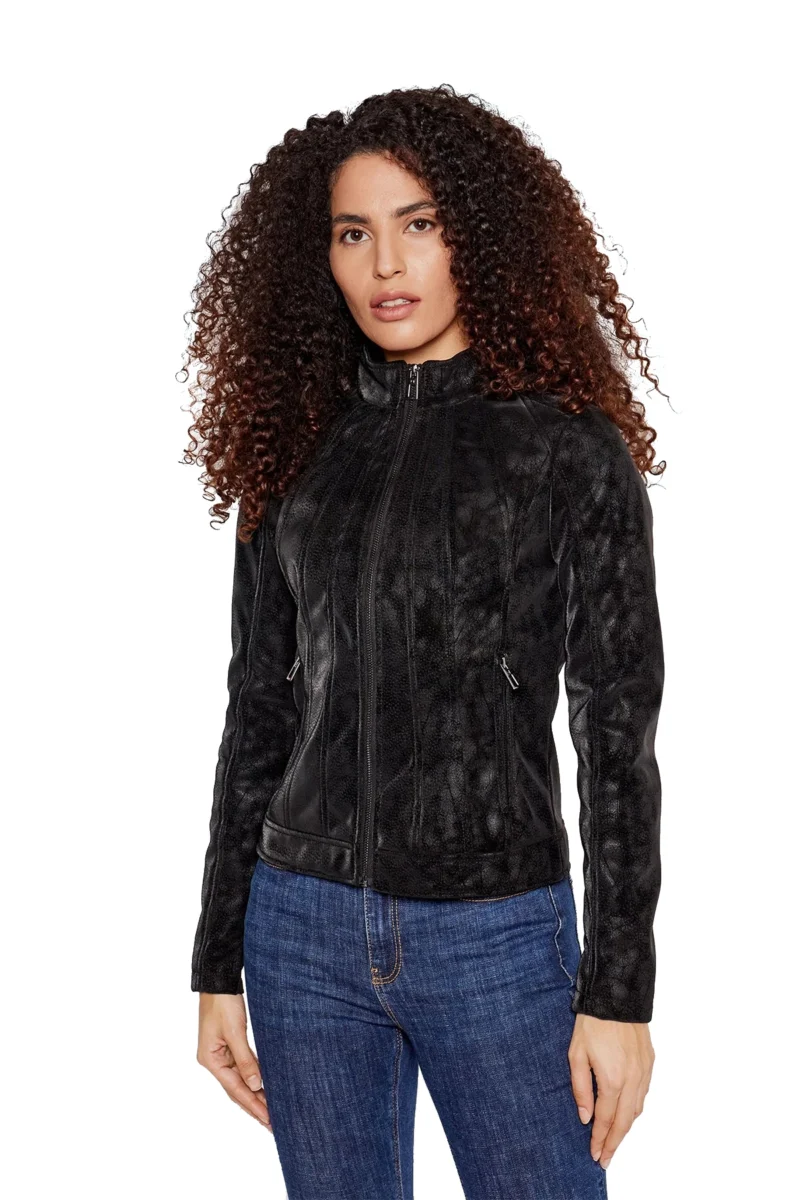 Madalina Women Fashion Black Suede Leather Jacket