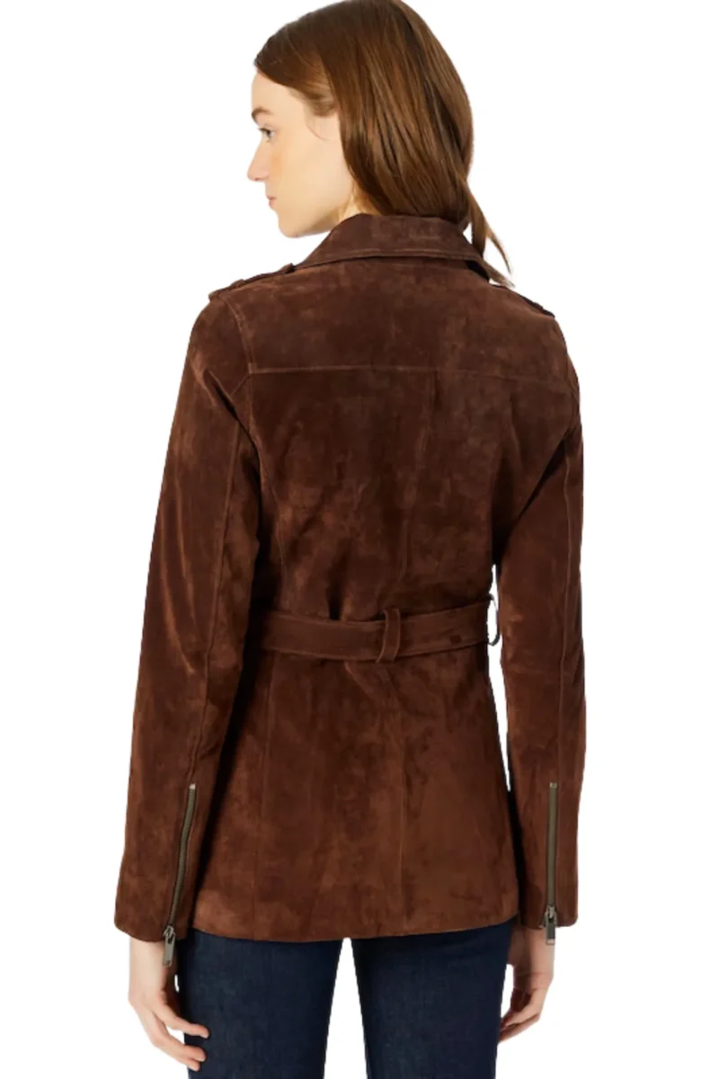 Suede Belted Leather Coat