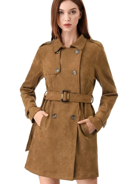 Marisa Smith Tan Brown Suede Winter Coat For Womens