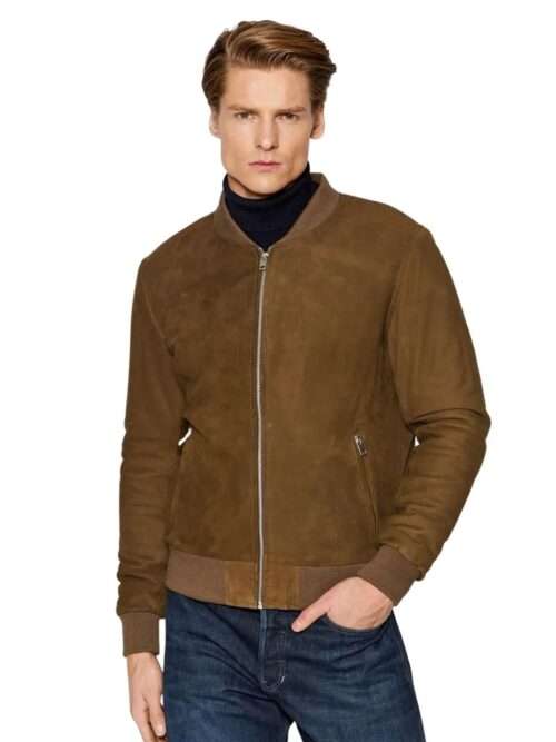 Men Brown Suede Jacket