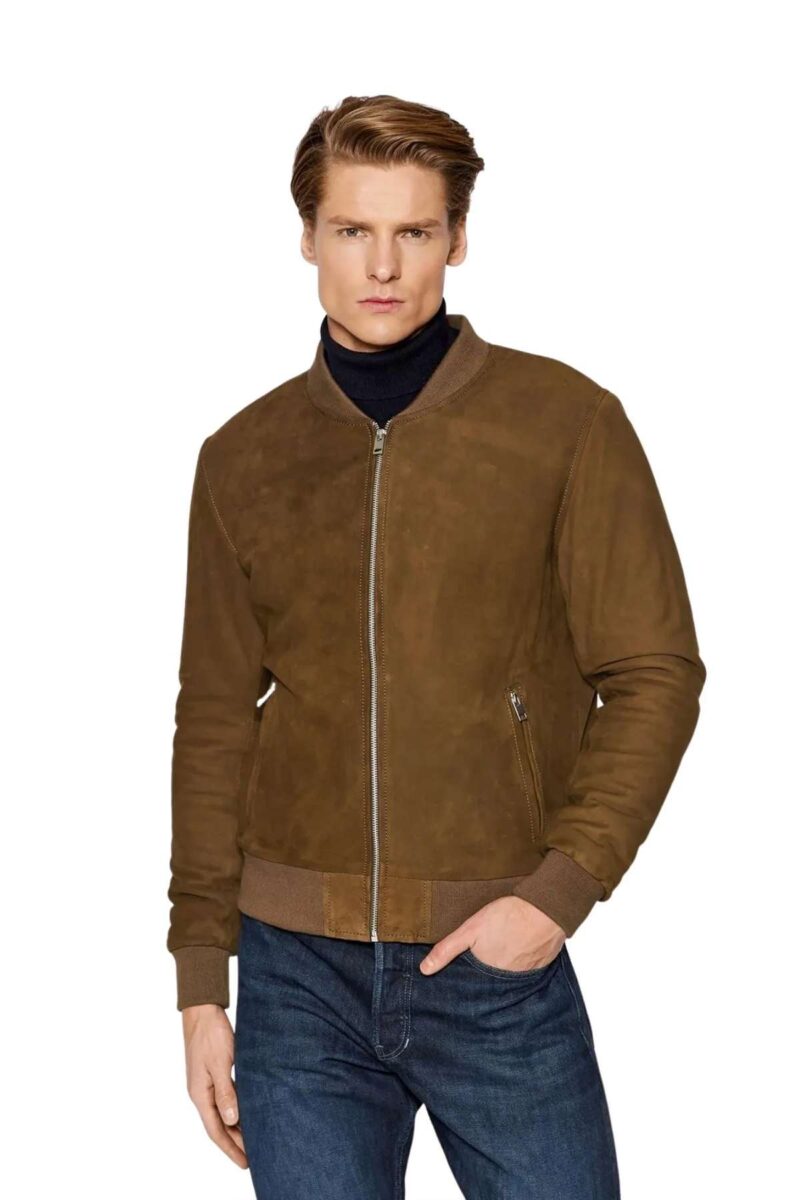 Men Brown Suede Jacket