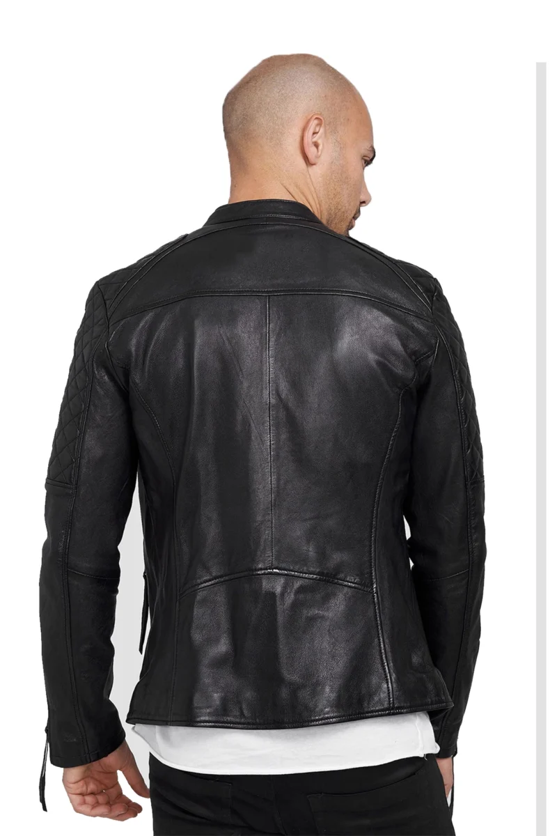 James Mens Black Diamond Quilted Inflatable Leather Jacket - Image 5