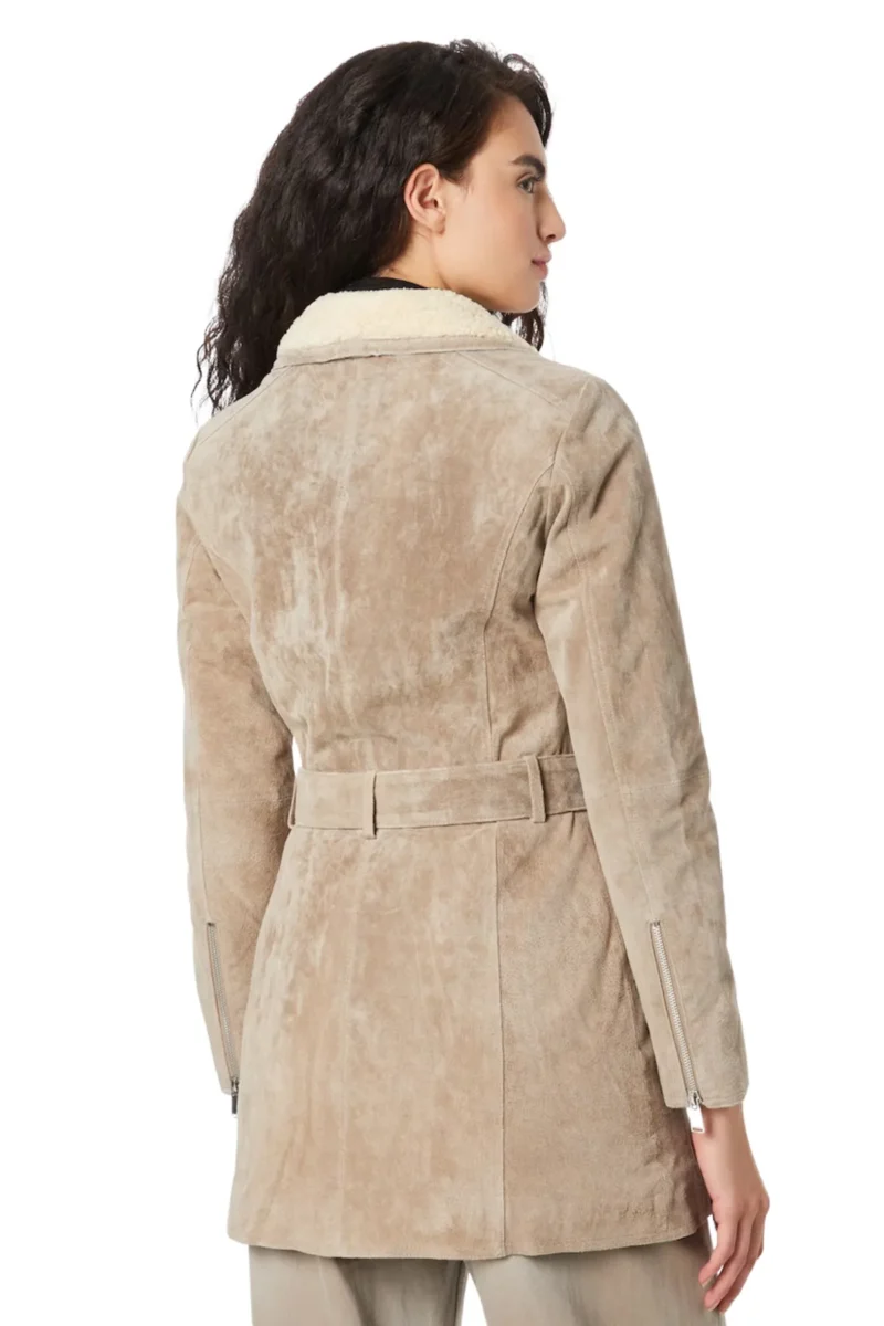 Brown Suede Leather Coat