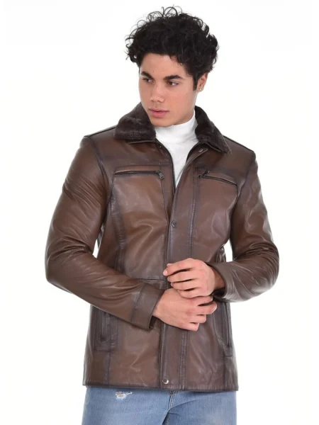 Smith Huebl Brown Hunter Coat With Fur Collar