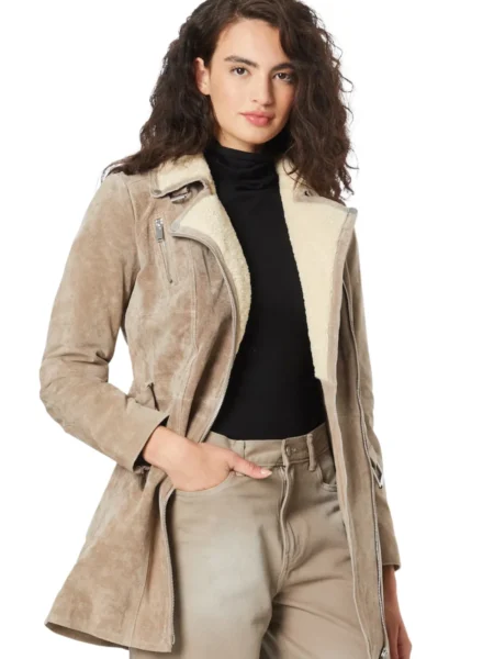 Brown Suede Leather Coat